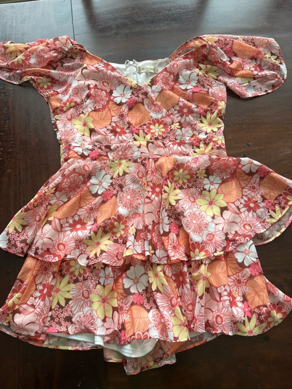 Altar'd State Coral Pink Floral V-Neck Top